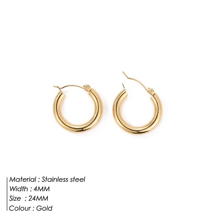 Fashion Retro Simple Stainless Steel  Solid Color Multi-Size Earrings