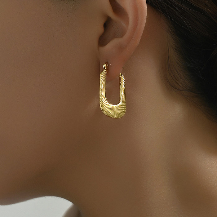 1 paire de boucles d'oreilles créoles plaquées or 18 carats en forme de U de style moderne et basique