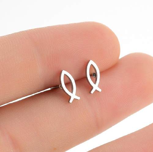 1 Pair Simple Style Fish Stainless Steel  Ear Studs