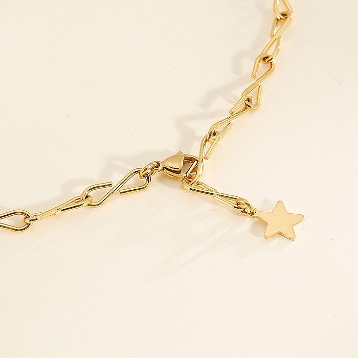 Colar banhado a ouro com estrela de estilo simples e aço inoxidável