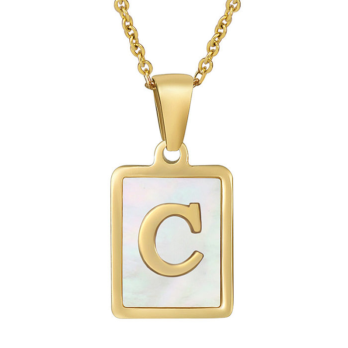 Collier plaqué or avec lettre de style simple en acier inoxydable