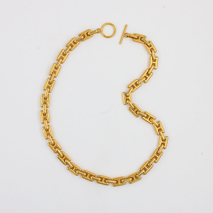 Vintage Style Geometric Stainless Steel  Plating Bracelets Necklace 1 Piece