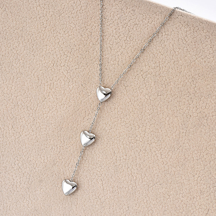 1 Piece Casual Heart Shape Stainless Steel  Polishing Plating Pendant Necklace