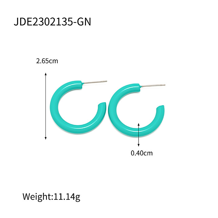 1 Pair IG Style Solid Color Enamel Stainless Steel  Earrings