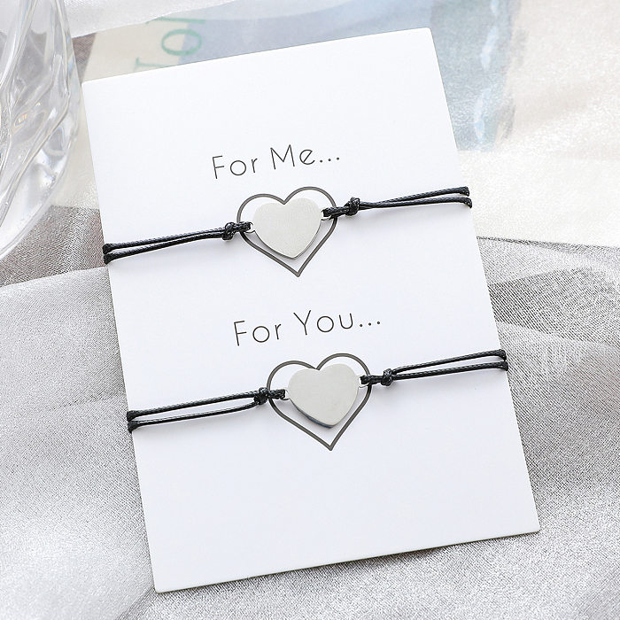 Bracelets de carte de coeur en acier inoxydable, nouveau Bracelet de Couple tissé à la main, bijoux