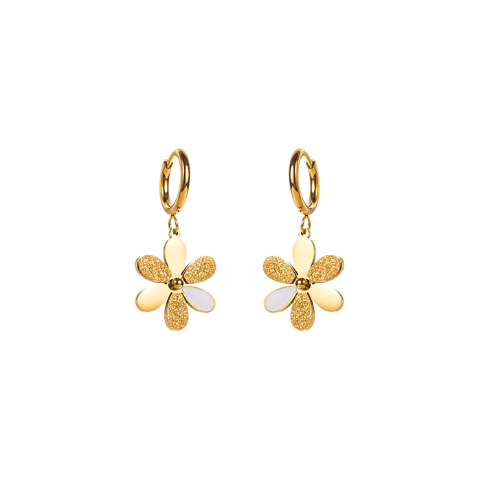 1 Paar elegante Pentagramm-Ohrringe in runder Herzform mit Inlay aus Edelstahl, Strasssteinen, vergoldet