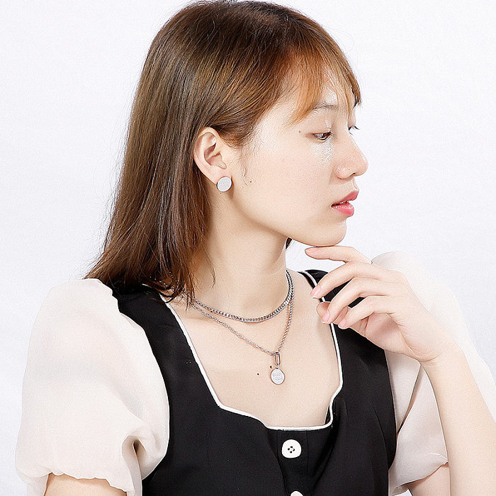 Mode mehrschichtige Schlüsselbein Titan gute Glück Ohrringe Halskette Set Großhandel Schmuck