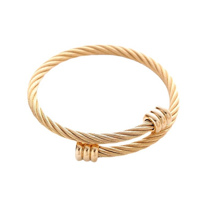 Punk Simple Style Solid Color Spiral Stripe Stainless Steel Plating Bangle