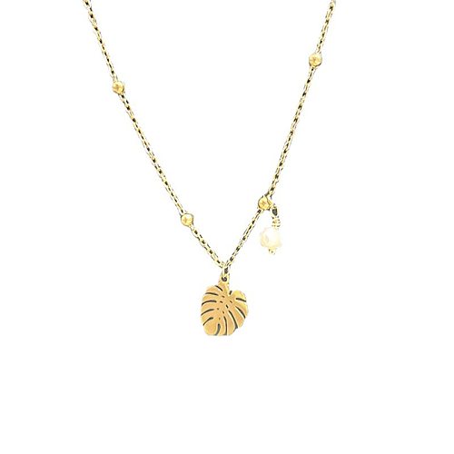 Mode Hexagramm Blätter Herz Form Edelstahl Perle Beschichtung Anhänger Halskette 1 Stück