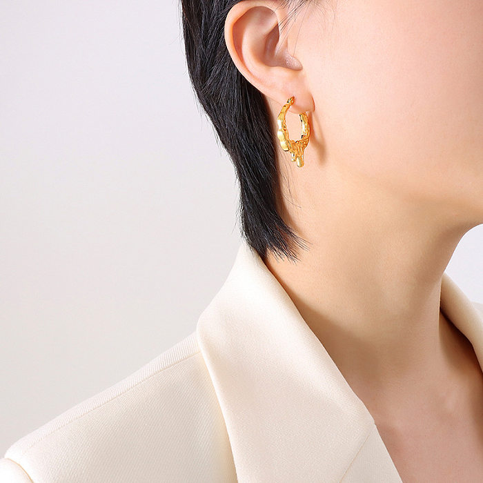 Women'S Retro Geometric Stainless Steel Earrings Plating No Inlaid Stainless Steel  Earrings