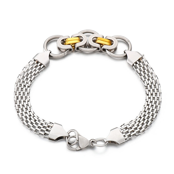 Bracelet géométrique en acier inoxydable à coutures de chaîne en maille simple