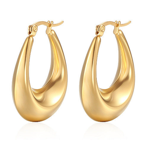1 Pair Elegant Water Droplets Heart Shape Stainless Steel Hoop Earrings