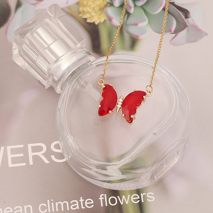 Sweet Butterfly Stainless Steel  Necklace Plating Glass Stainless Steel  Necklaces