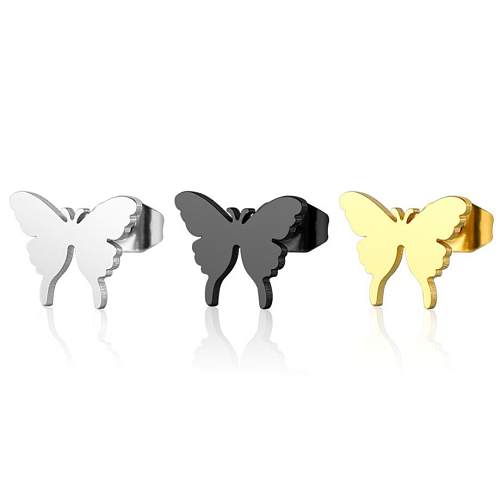 Boucles d'oreilles papillon en acier inoxydable pour femmes, Style Simple, sans clous incrustés, placage, boucles d'oreilles en acier inoxydable