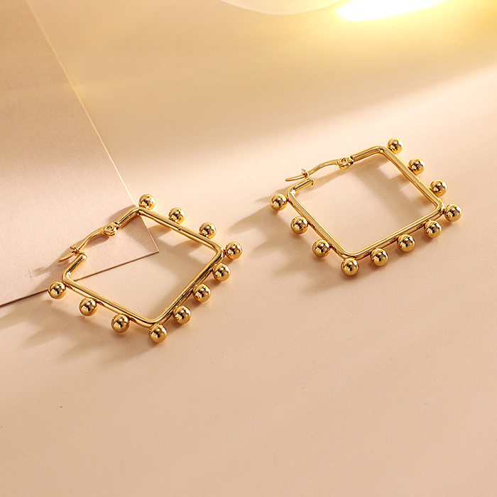 Fashion Triangle Round Square Stainless Steel  Plating Earrings 1 Pair