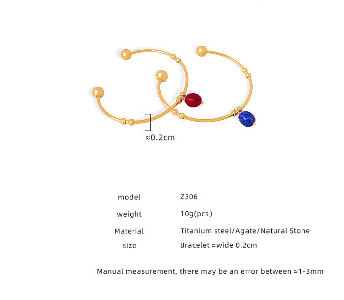 Bracelet en agate et pierre naturelle plaqué or 18 carats, élégant et luxueux, avec incrustation de placage en acier et titane géométrique, vente en gros