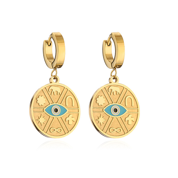 Wholesale 1 Pair INS Style C Shape Eye Stainless Steel 18K Gold Plated Drop Earrings