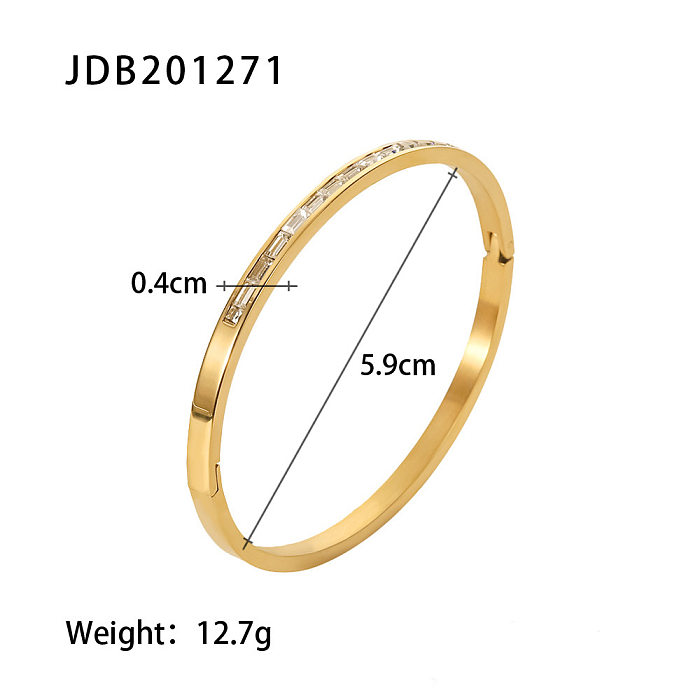 Simple Style Round Stainless Steel Bangle Inlay Zircon Stainless Steel Bracelets