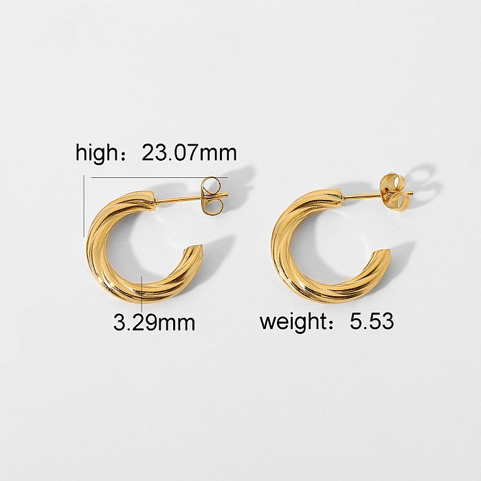 Gold-plated Stainless Steel  Twisted C-shaped Hoop Earrings