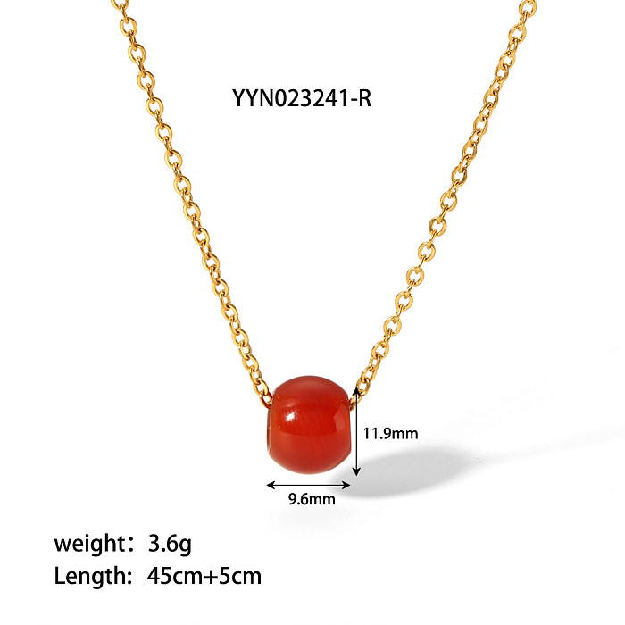 Cute Novelty Solid Color Stainless Steel  Natural Stone Plating 18K Gold Plated Necklace