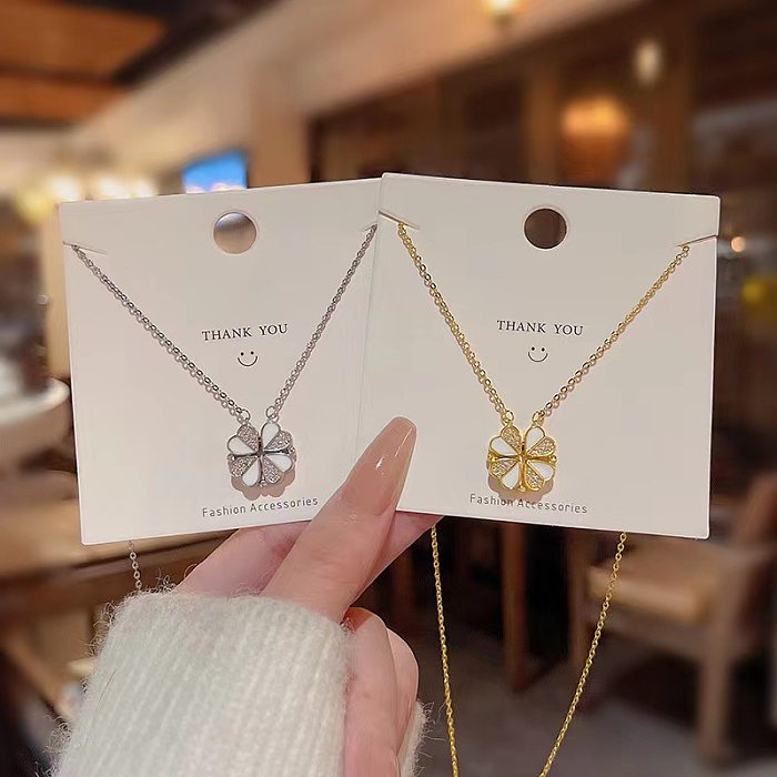 Best-Seller On Douyin One Style For Dual-Wear Flower Necklace Light Luxury Minority Advanced Design Magnetic Pendant Stainless Steel Clavicle Chain