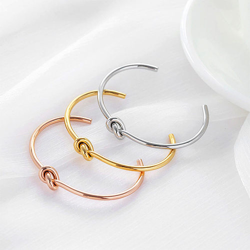 1 Piece Simple Style Solid Color Knot Stainless Steel Plating Bangle
