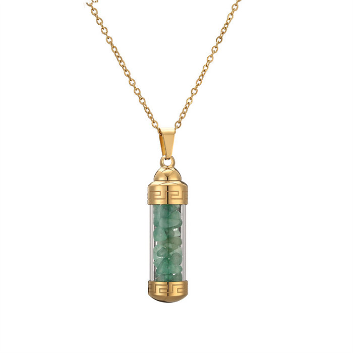 Casual Basic Simple Style Geometric Stainless Steel  Gravel 18K Gold Plated Pendant Necklace
