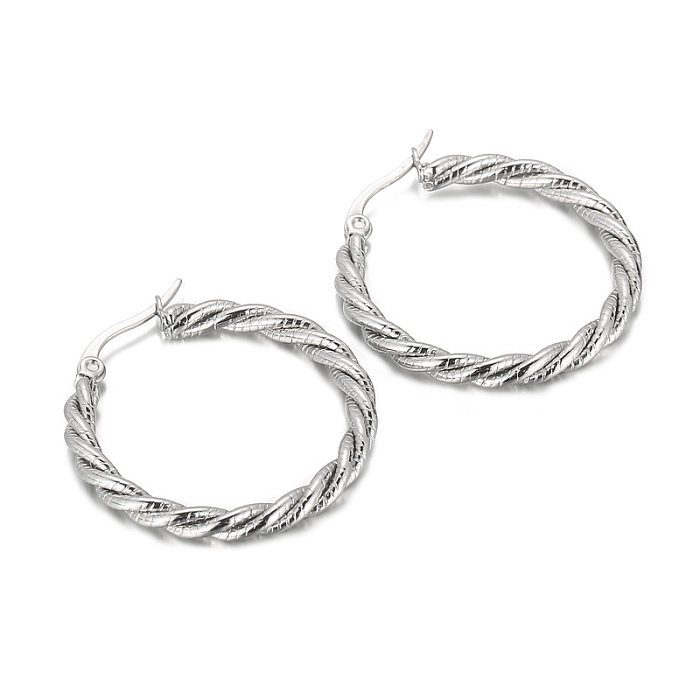 Pendientes de acero inoxidable con rayas en espiral de moda Pendientes de acero inoxidable chapados