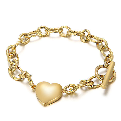 Bracelet à boucle OT en forme de cœur en acier inoxydable, vente en gros de bijoux