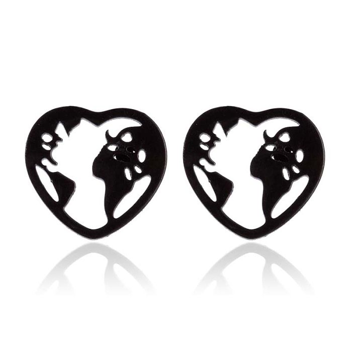 1 paire de clous d'oreilles en acier inoxydable plaqué or 18 carats, Style Simple, en forme de cœur, polissage irrégulier