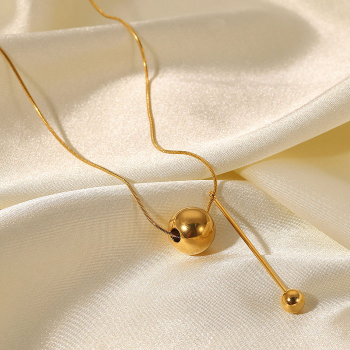Halskette mit Y-förmigem Perlenanhänger aus 18 Karat vergoldetem Edelstahl im Retro-Stil