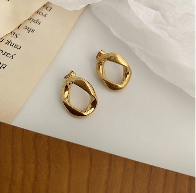 jewelry Jewelry Simple Geometric Twisted Stainless Steel Earrings Wholesale