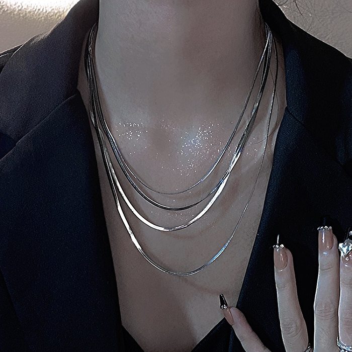 Hip-Hop U Shape Stainless Steel Layered Necklace 1 Piece