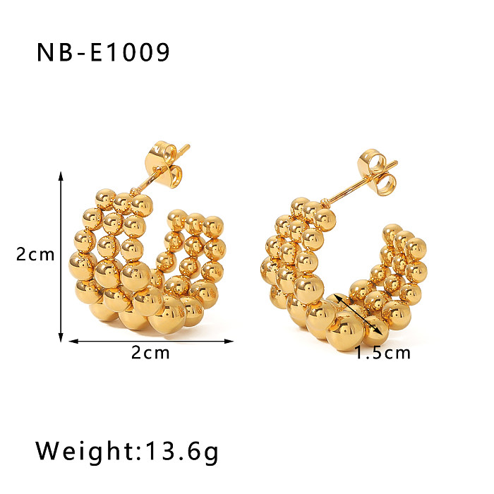 1 Pair Classic Style C Shape Circle Plating Stainless Steel  18K Gold Plated Earrings