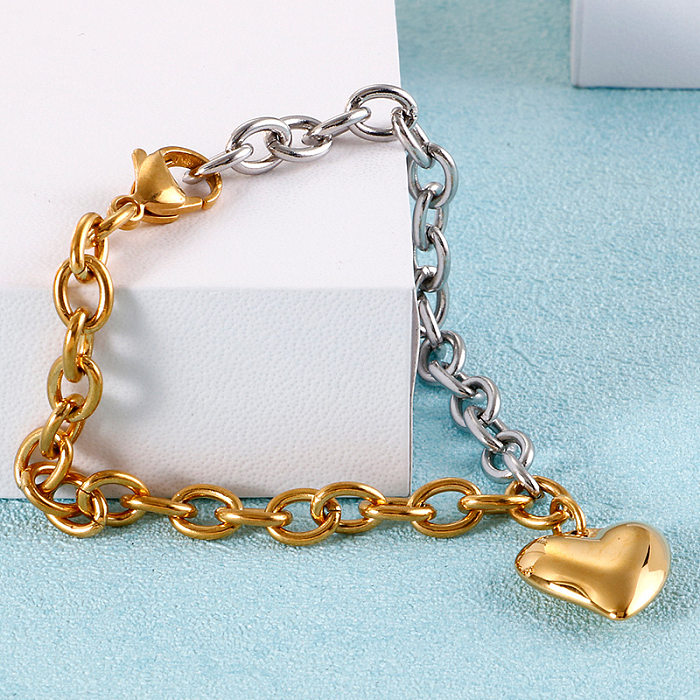 Bracelet avec pendentif d'amour en acier titane galvanisé pour femmes, mode européenne et américaine, couleur or 18 carats, AliExpress