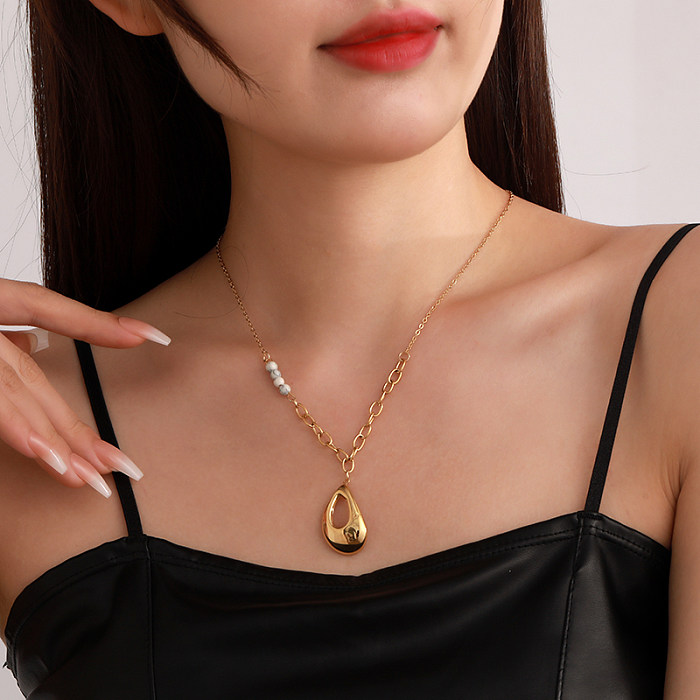 Simple Style Water Droplets Stainless Steel  Plating 18K Gold Plated Necklace