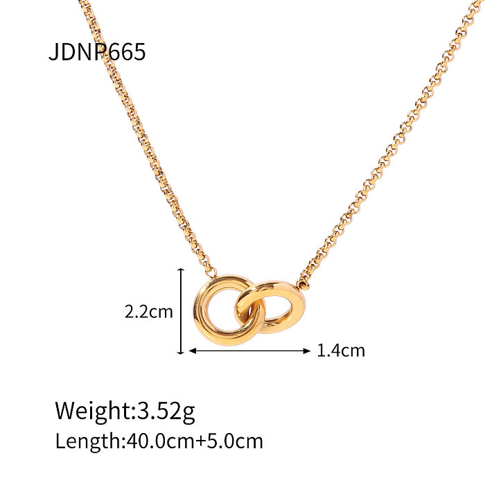 Simple Style Round Stainless Steel  Stainless Steel Gold Plated Pendant Necklace