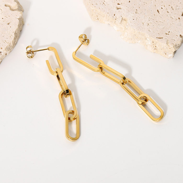 Retro Long Splicing Chain Stainless Steel  Earrings