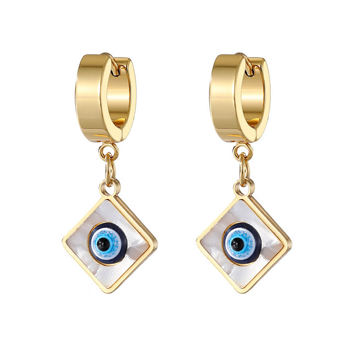 1 Pair Cool Style Triangle Sun Devil'S Eye Stainless Steel  Plating Drop Earrings