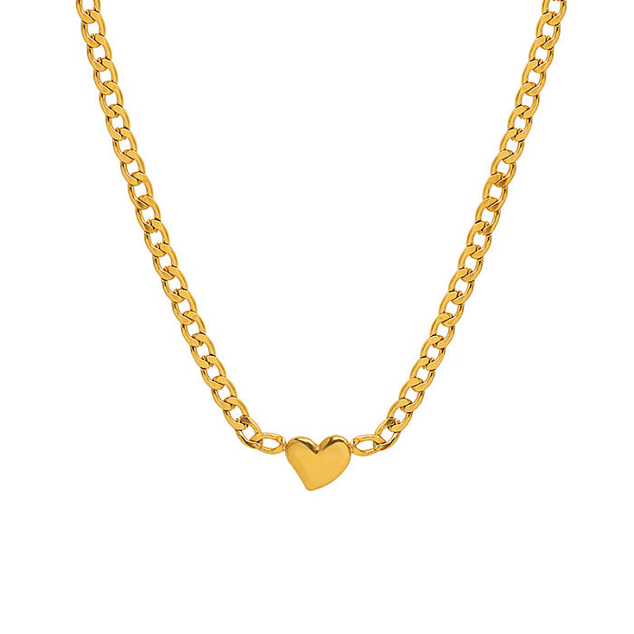 Colar com pingente em forma de coração da moda em aço inoxidável colar de ouro 18K