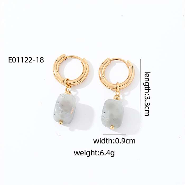 1 Pair Casual Vintage Style Simple Style Square Plating Stainless Steel  Natural Stone Drop Earrings