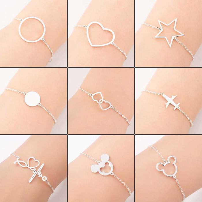 Bracelets en acier inoxydable en forme d'avion en forme d'étoile et de cœur, 1 pièce