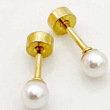 1 Pair Casual Simple Style Round Plating Stainless Steel  Imitation Pearl Gold Plated Ear Studs