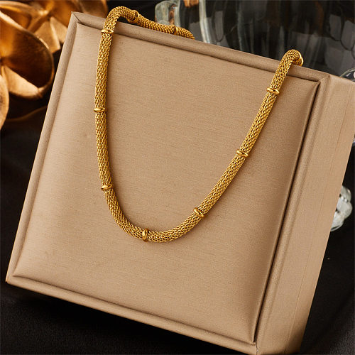 Casual Simple Style Solid Color Stainless Steel Plating Hollow Out 18K Gold Plated Necklace