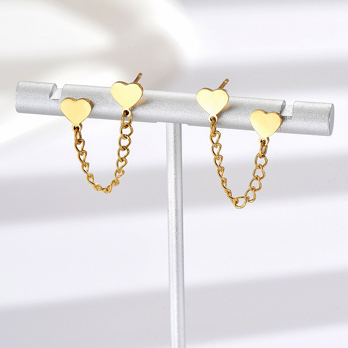 1 Pair Simple Style Heart Shape Stainless Steel  Plating 14K Gold Plated Rose Gold Plated Silver Plated Earrings