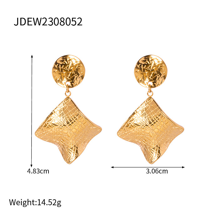 1 Pair Commute Square Plating Stainless Steel  18K Gold Plated Ear Studs