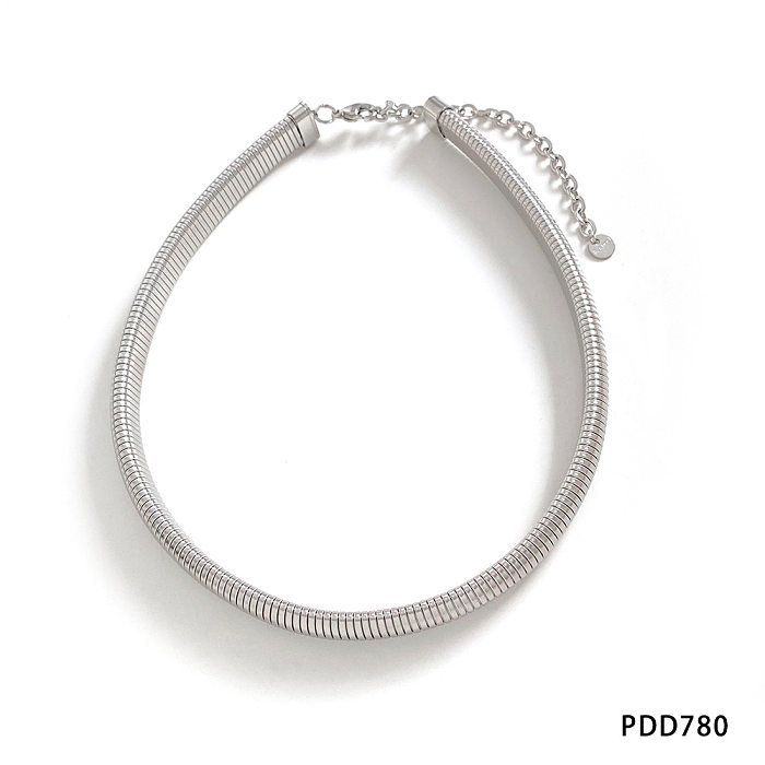 Simple Style Solid Color Stainless Steel  Stainless Steel Choker In Bulk