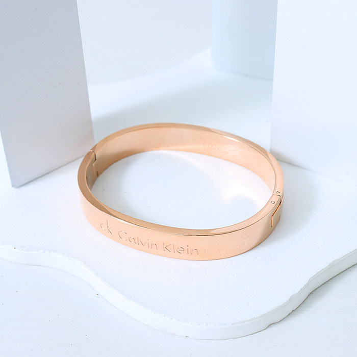 Hip-Hop Simple Style Solid Color Titanium Steel Plating 18K Gold Plated Bangle