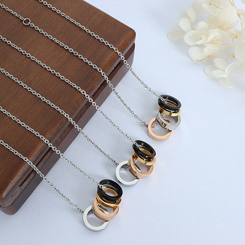 Rock Streetwear Geometric Stainless Steel Plating 18K Gold Plated Pendant Necklace