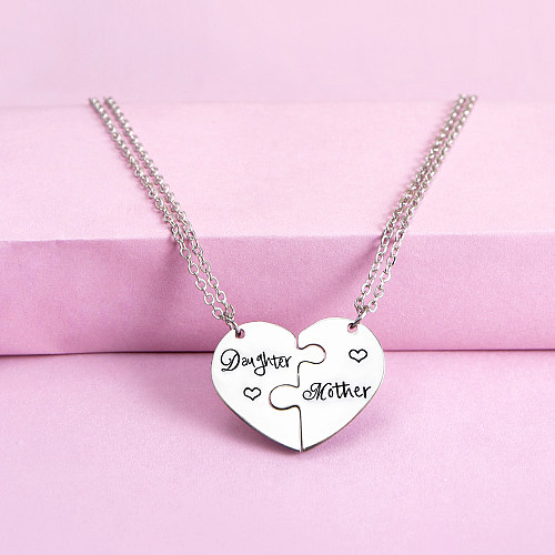 Collier pendentif en acier inoxydable avec lettre de style simple MAMA